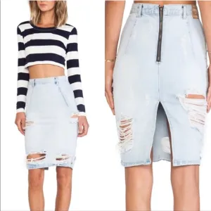 One Teaspoon Freelove Denim Pencil Skirt