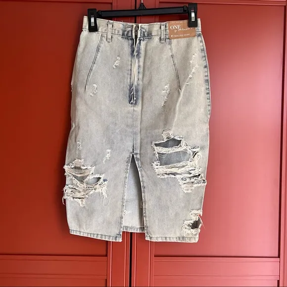 One Teaspoon Freelove Denim Pencil Skirt