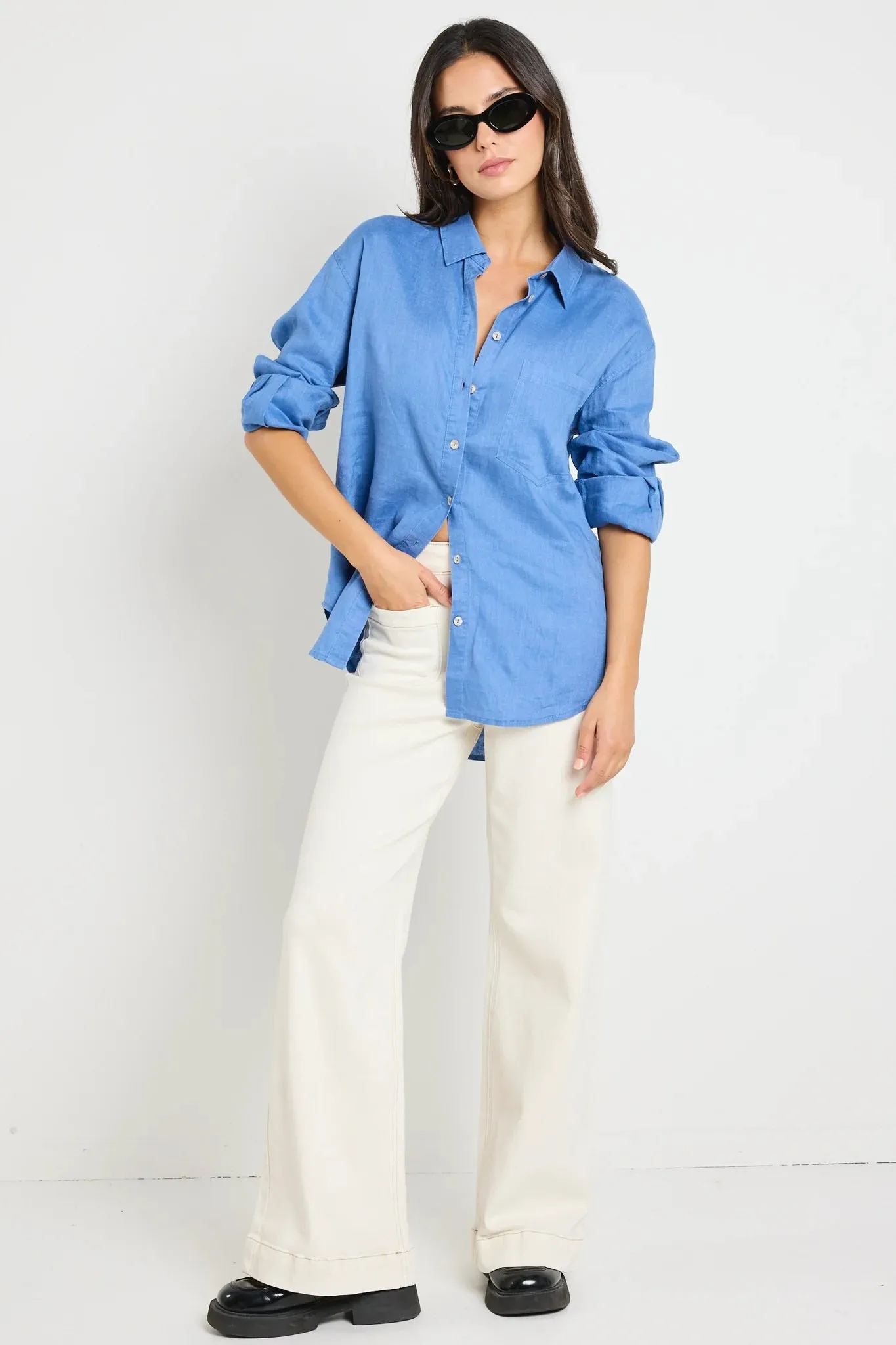 Optimum Linen Oversized Shirt True Blue