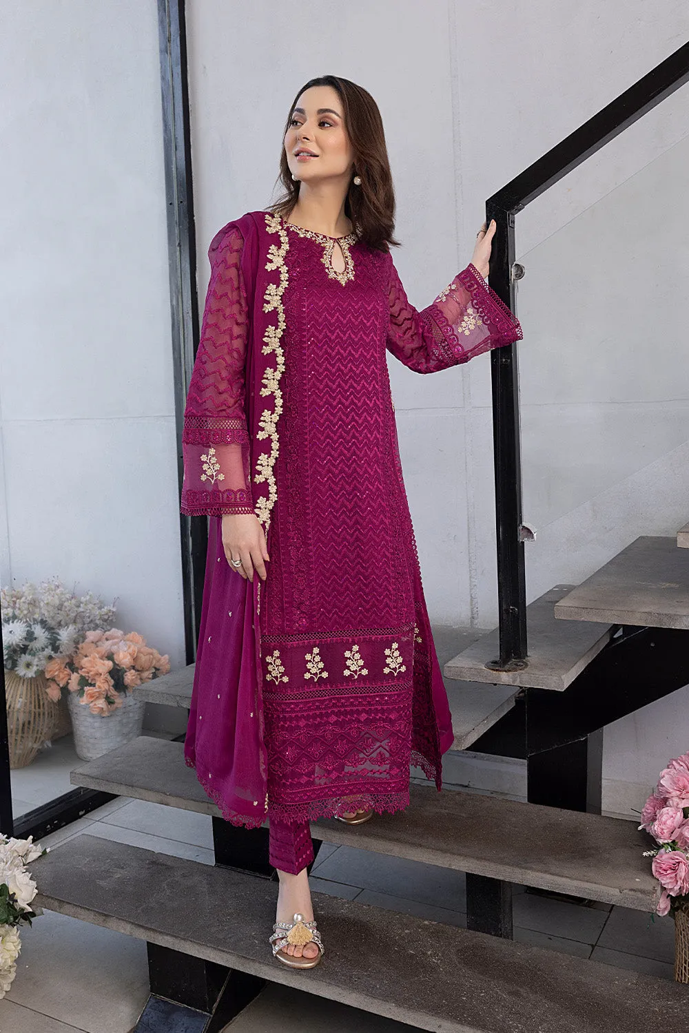 Orchid Flame |  Azure Ensembles Chiffon 3PCS 2023