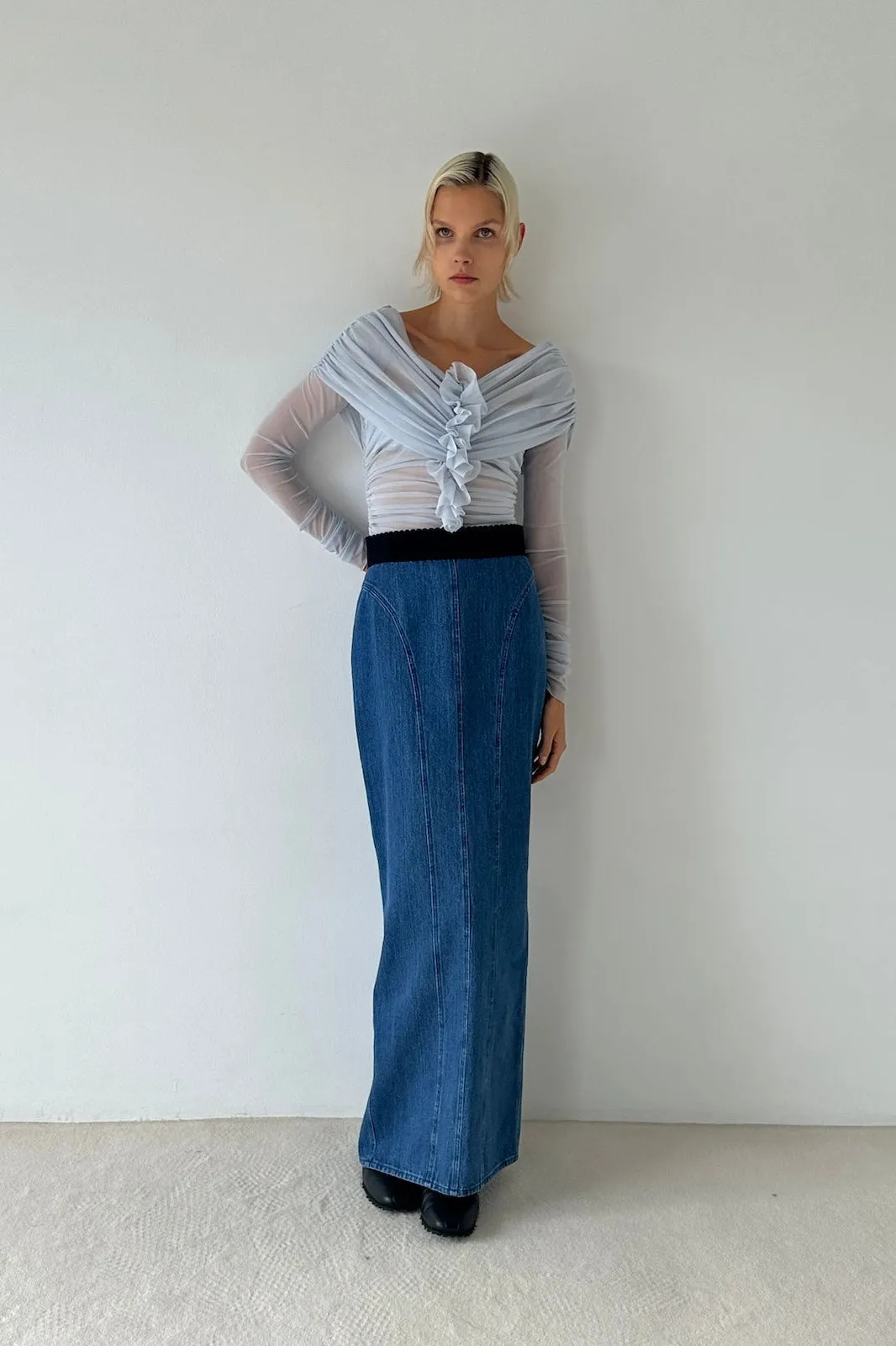 ORGANIC COTTON DENIM LONG SKIRT