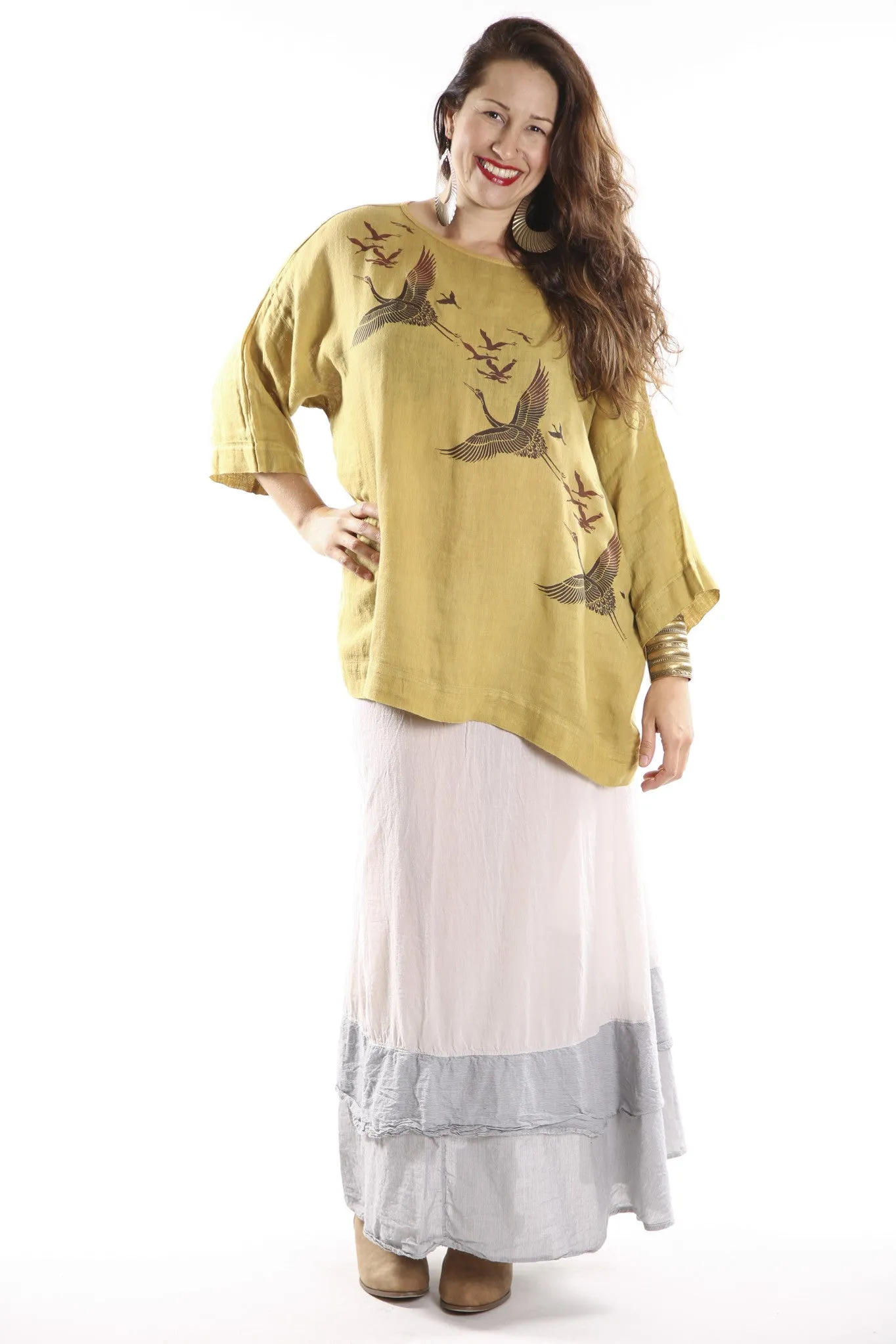 Oversized Square Linen Top Goldenrod L594-P