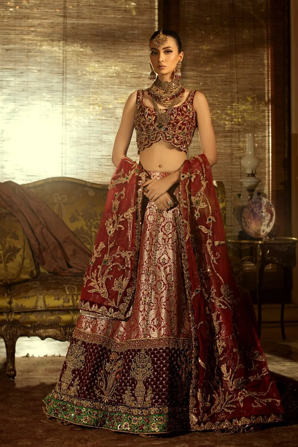 Pakistani Royal Wedding Dress in Maroon Color #N7097