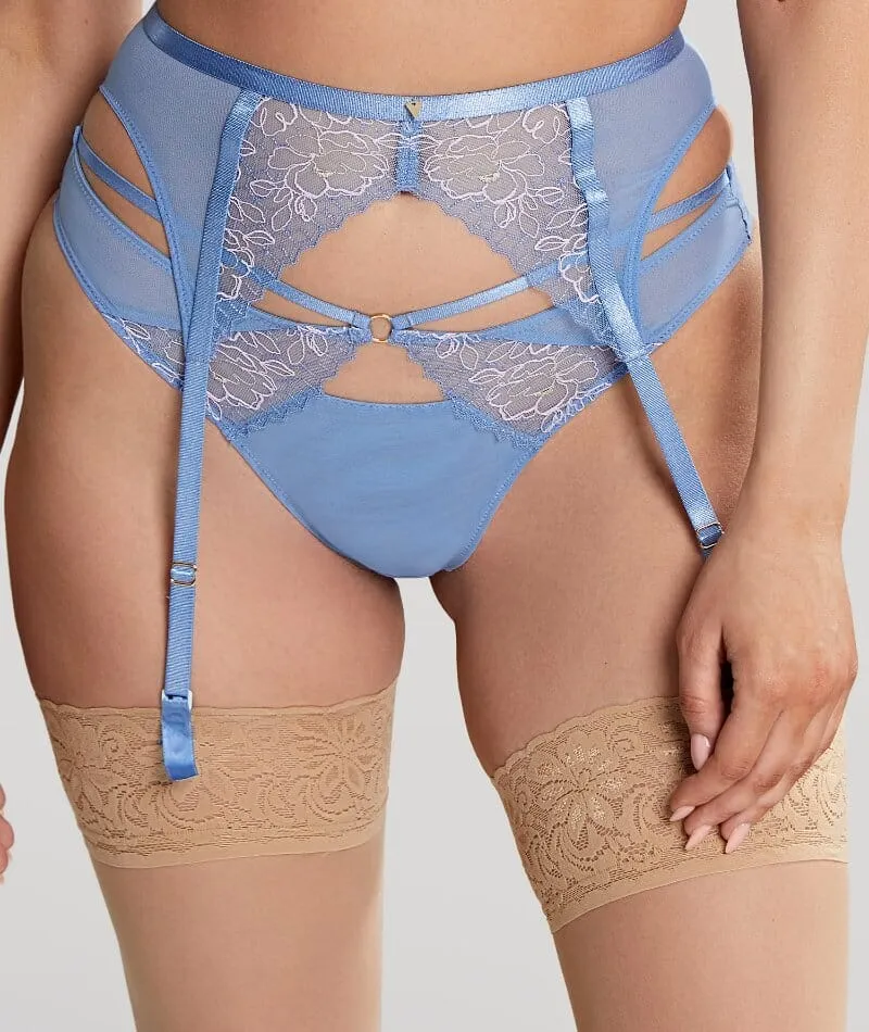 Panache Valentina Luxe Suspender Belt - Denim Blue
