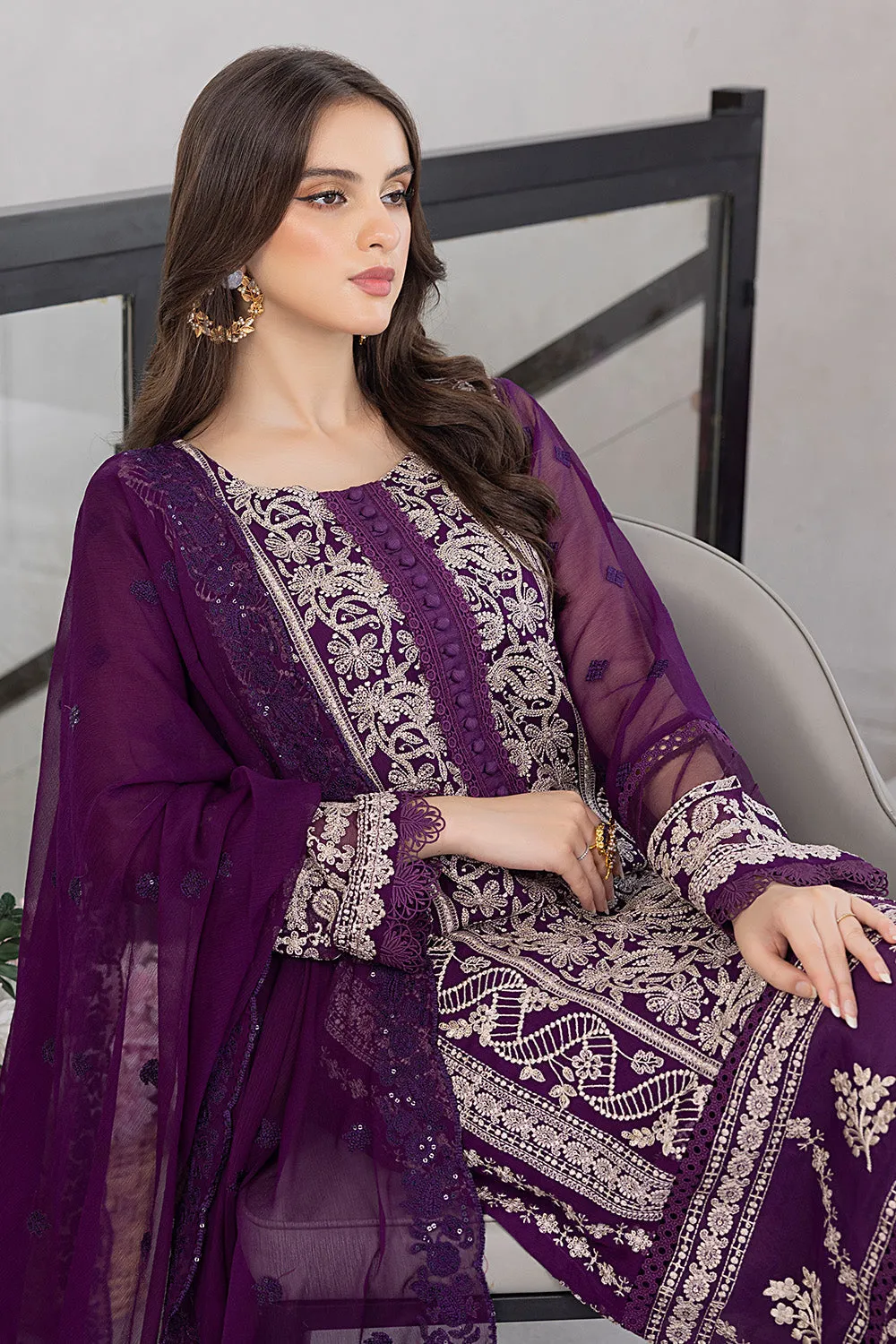 Pansy Petals |  Azure Ensembles Chiffon 3PCS 2023