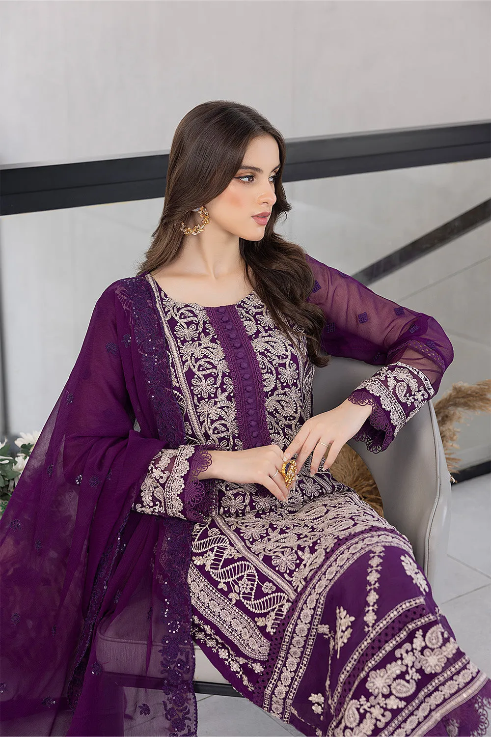 Pansy Petals |  Azure Ensembles Chiffon 3PCS 2023