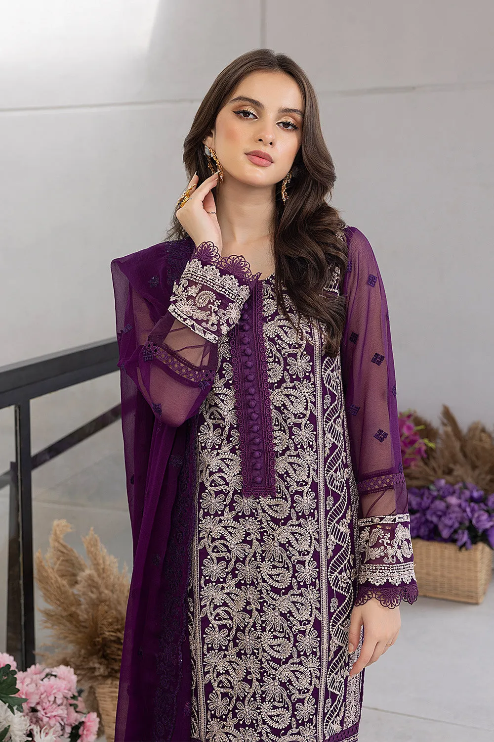 Pansy Petals |  Azure Ensembles Chiffon 3PCS 2023