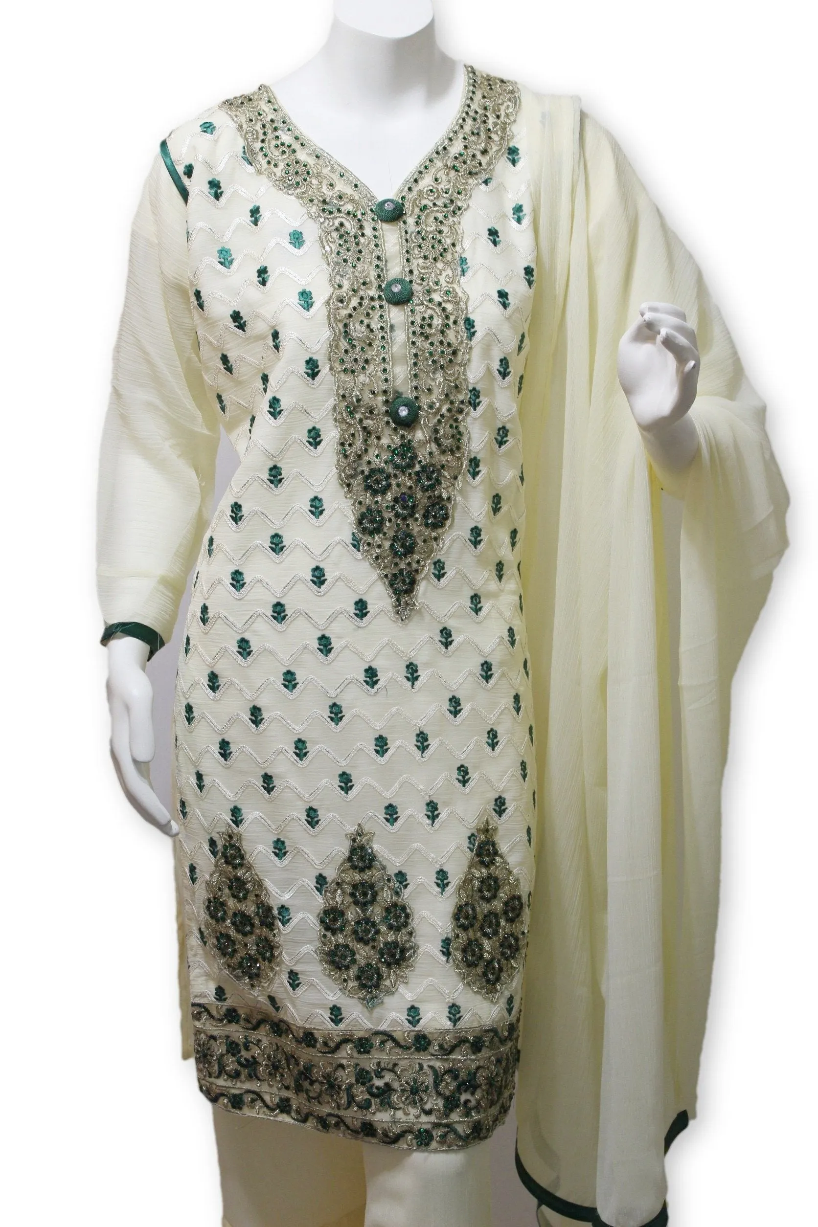 Party Wear Chiffon Dress With Gharara Pants Pakistani Indian Style