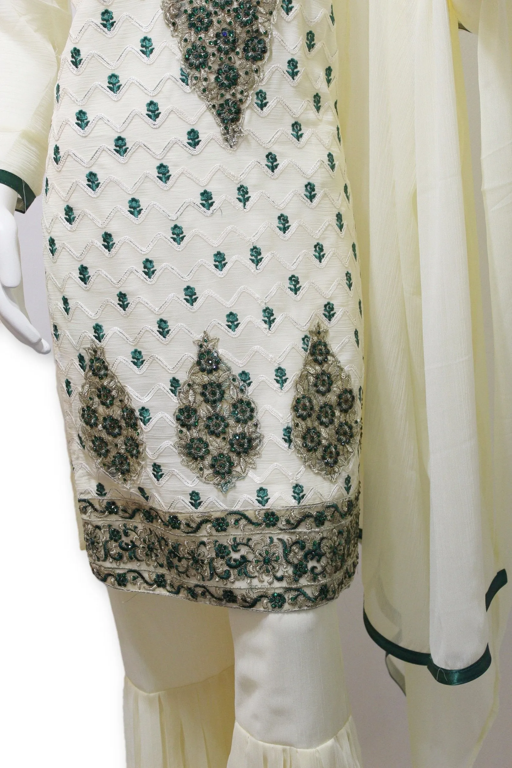 Party Wear Chiffon Dress With Gharara Pants Pakistani Indian Style