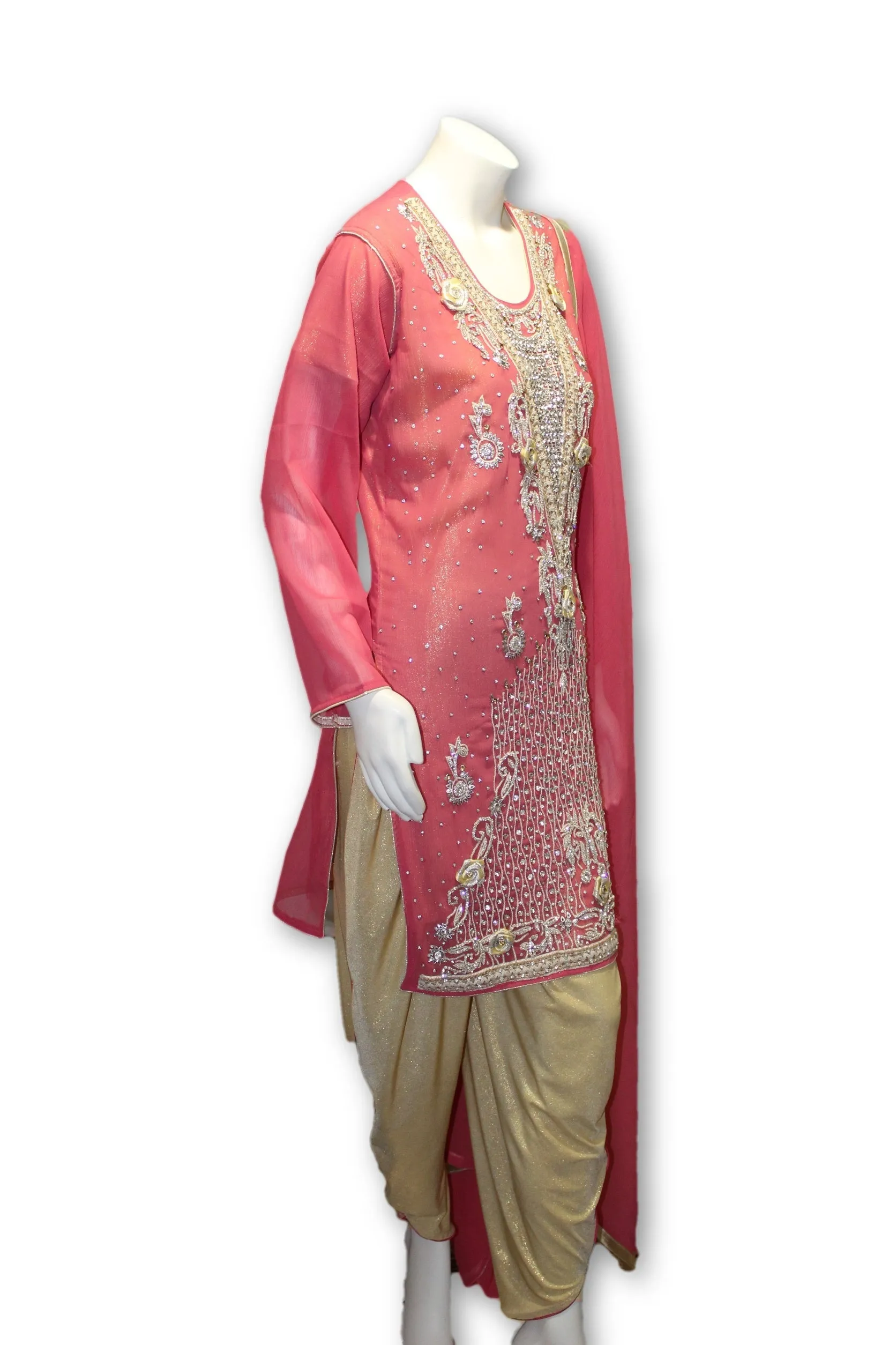 Party Wear Chiffon Dress With Tulip Pants Pakistani Indian Style
