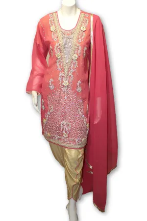 Party Wear Chiffon Dress With Tulip Pants Pakistani Indian Style