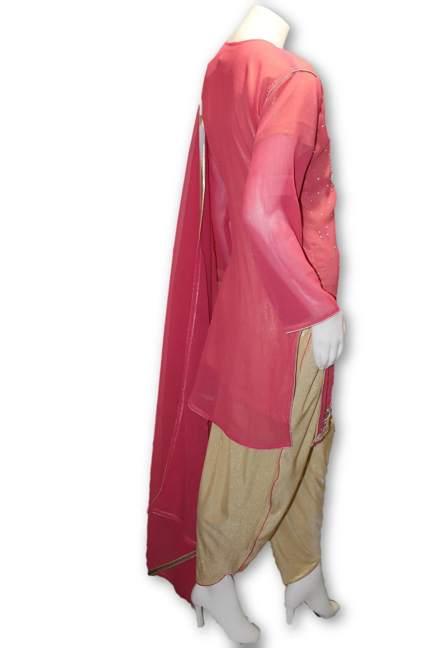 Party Wear Chiffon Dress With Tulip Pants Pakistani Indian Style