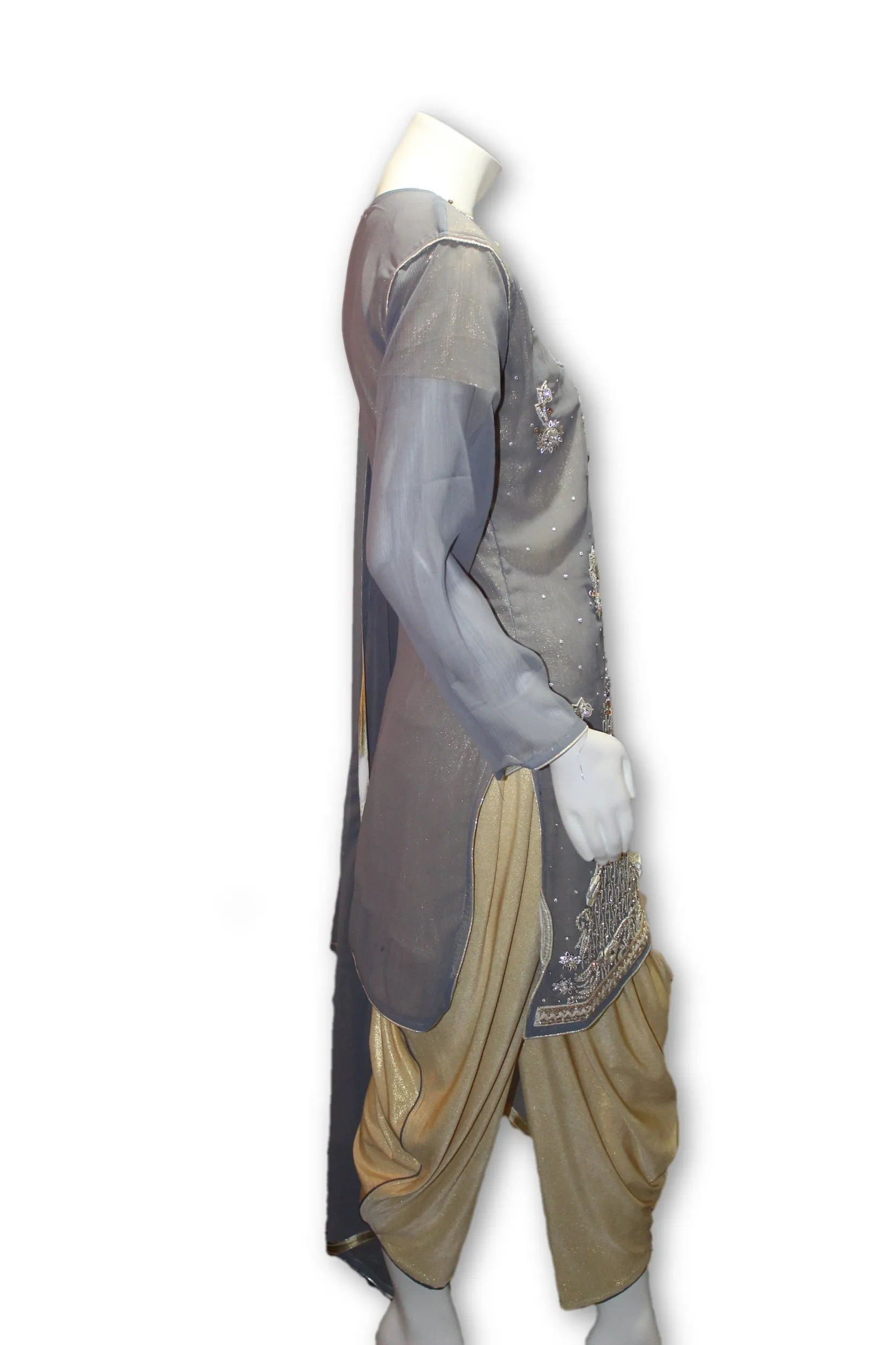 Party Wear Chiffon Dress With Tulip Pants Pakistani Indian Style