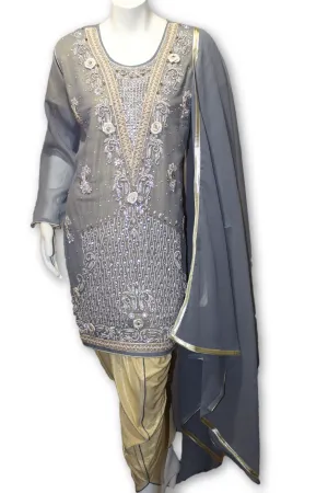 Party Wear Chiffon Dress With Tulip Pants Pakistani Indian Style