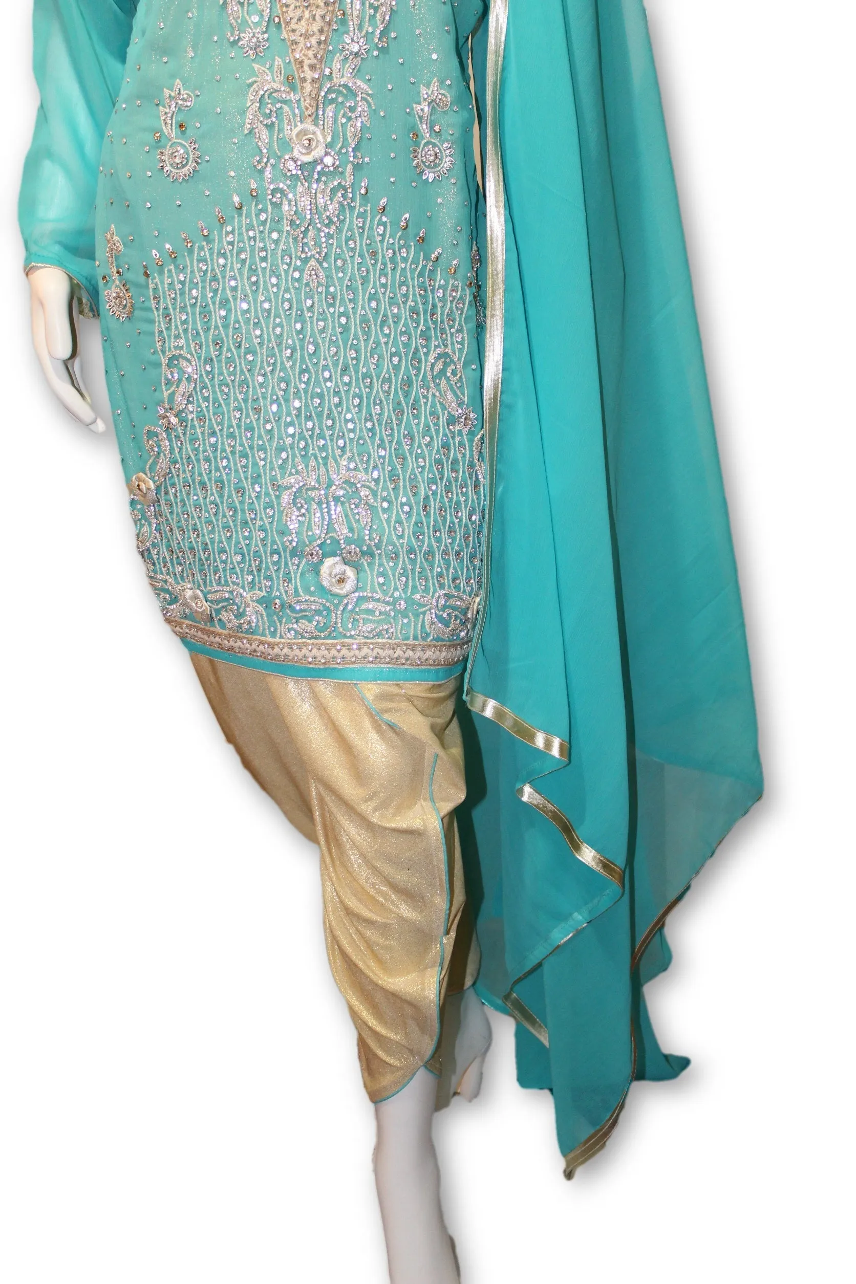 Party Wear Chiffon Dress With Tulip Pants Pakistani Indian Style