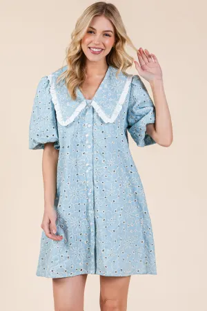 Peter Pan Collar Eyelet Dress
