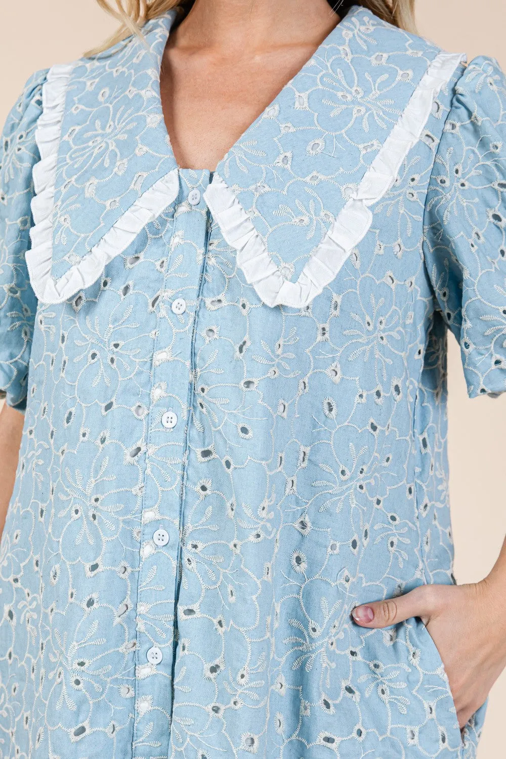 Peter Pan Collar Eyelet Dress