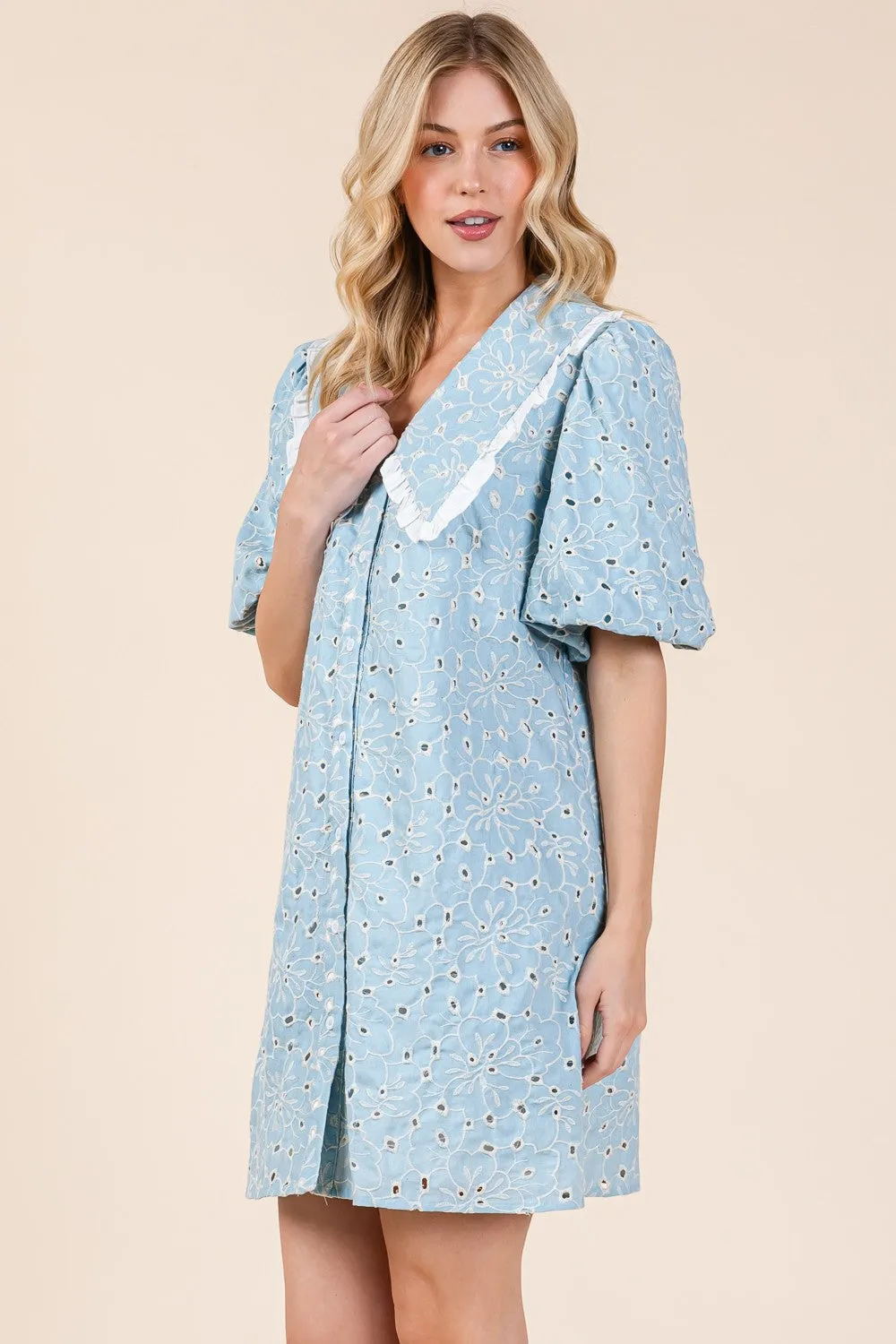 Peter Pan Collar Eyelet Dress