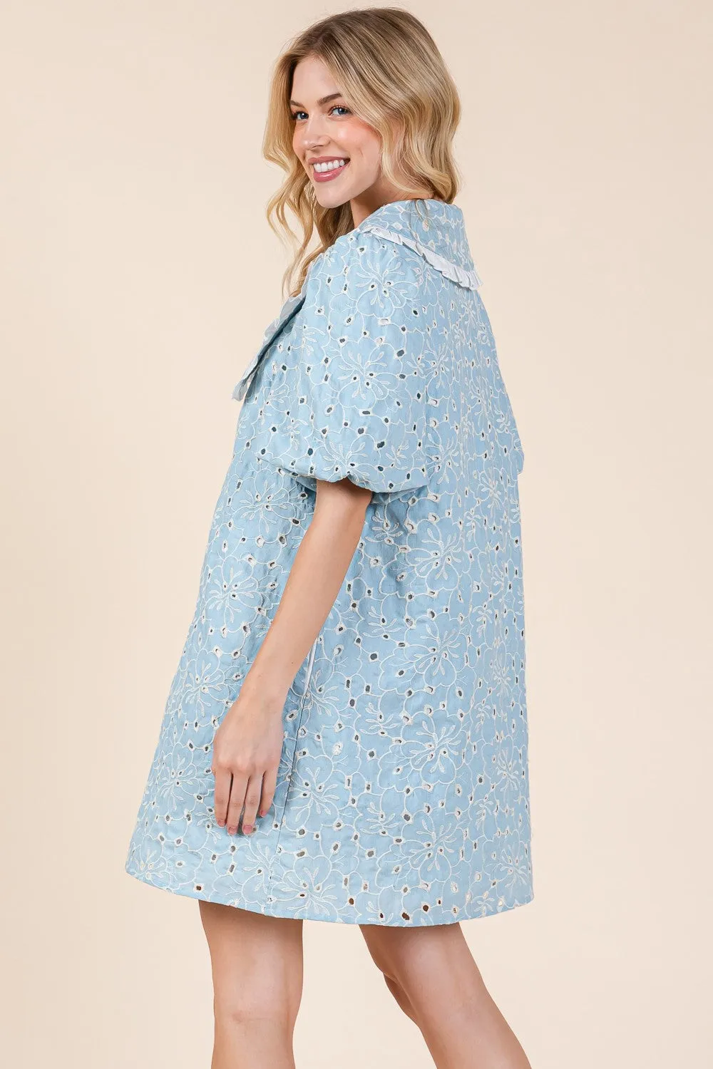 Peter Pan Collar Eyelet Dress