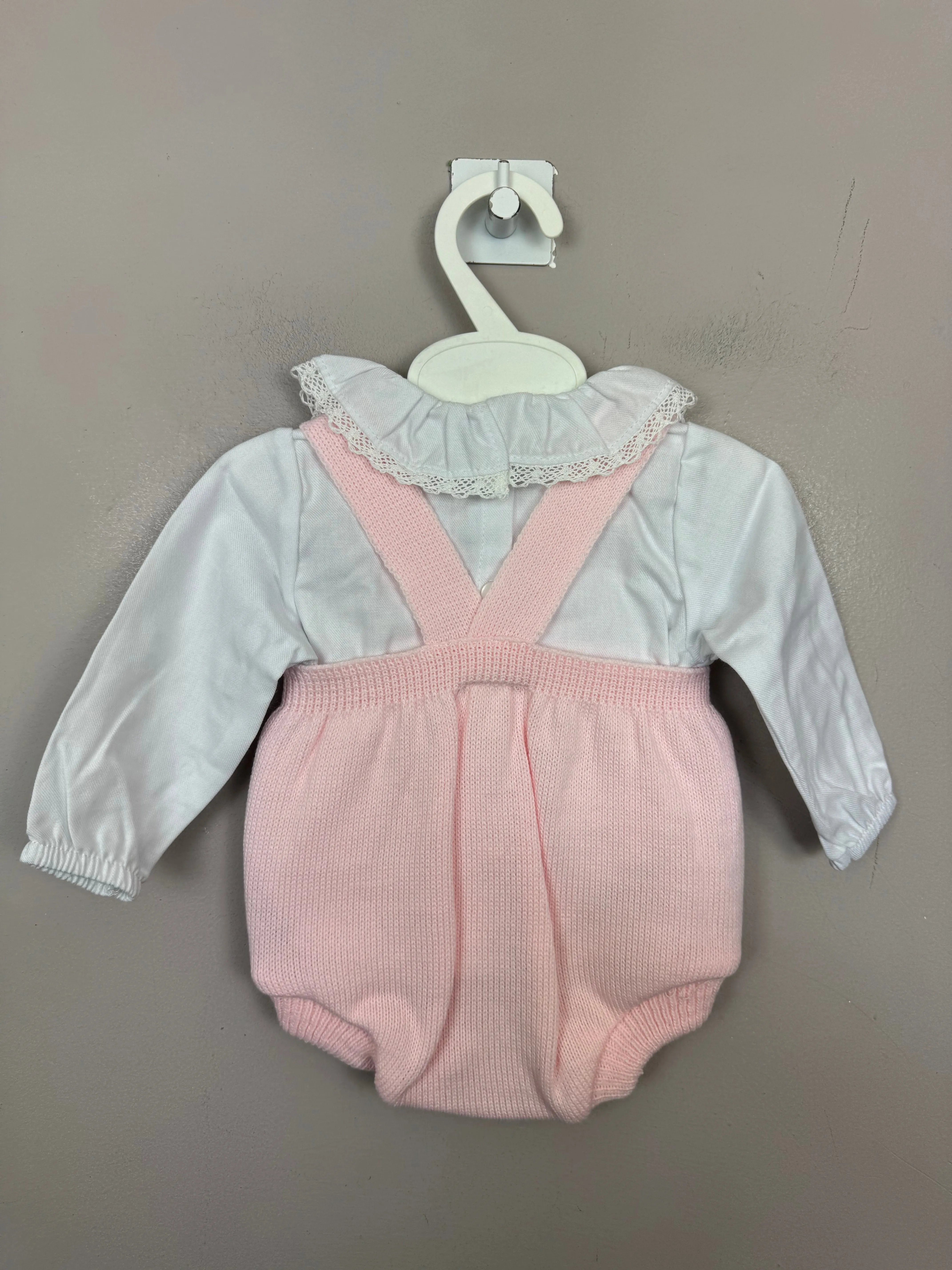 Pex Pink Cable Knit Dungaree Set 0-3m