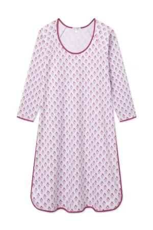 Pima Long Sleeve Nightgown in Camellia Inverse Posy