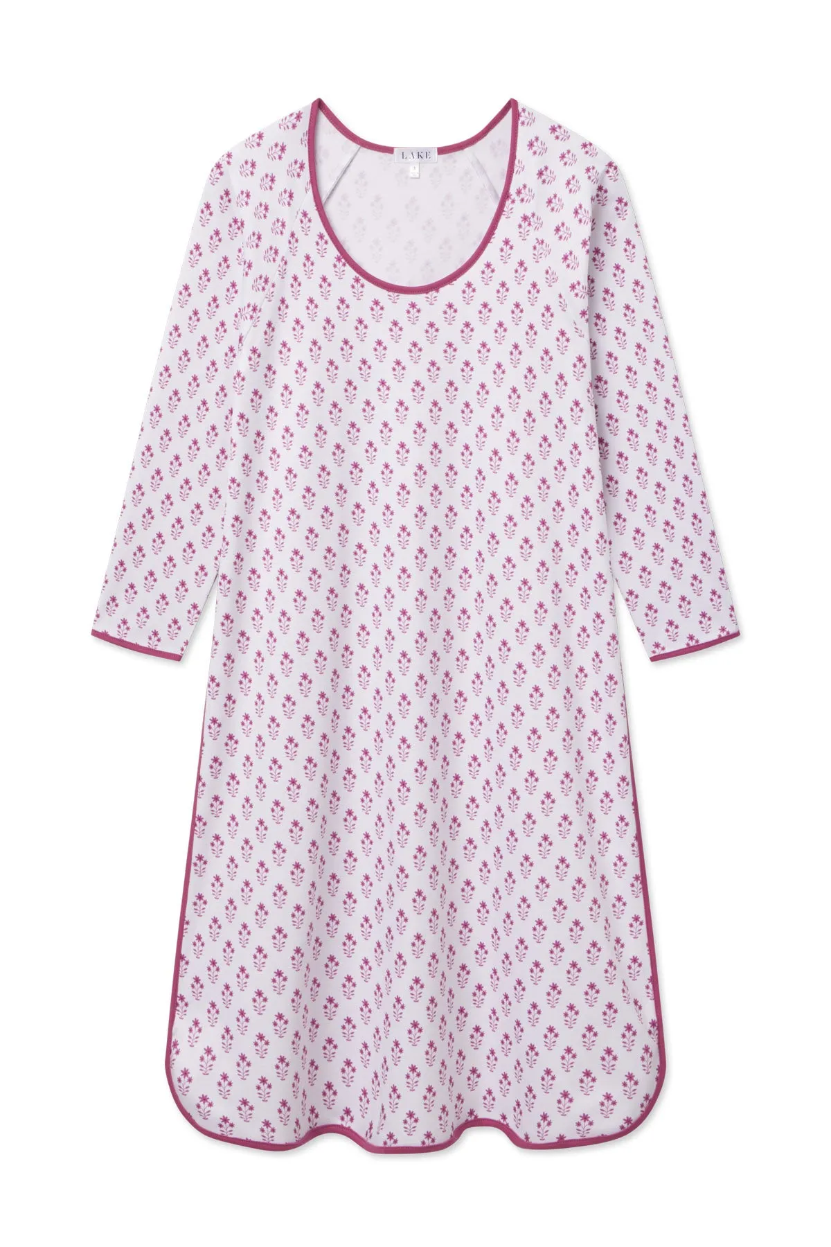 Pima Long Sleeve Nightgown in Camellia Inverse Posy