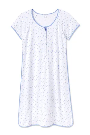 Pima Maternity Nightgown in Hydrangea Mini Heart