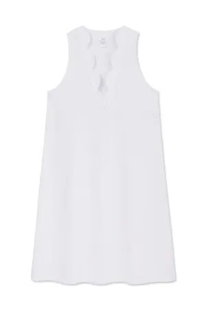 Pima Scallop Tank Gown in White