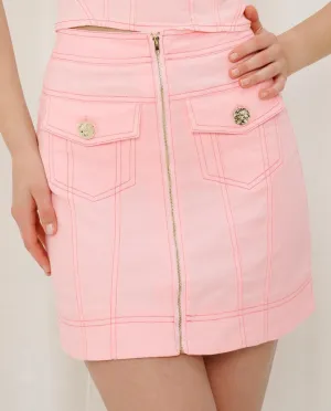 PINK DENIM LOOK MINI SKIRT