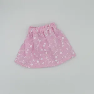 Pink white floral butterfly Doll Skirt - RTS
