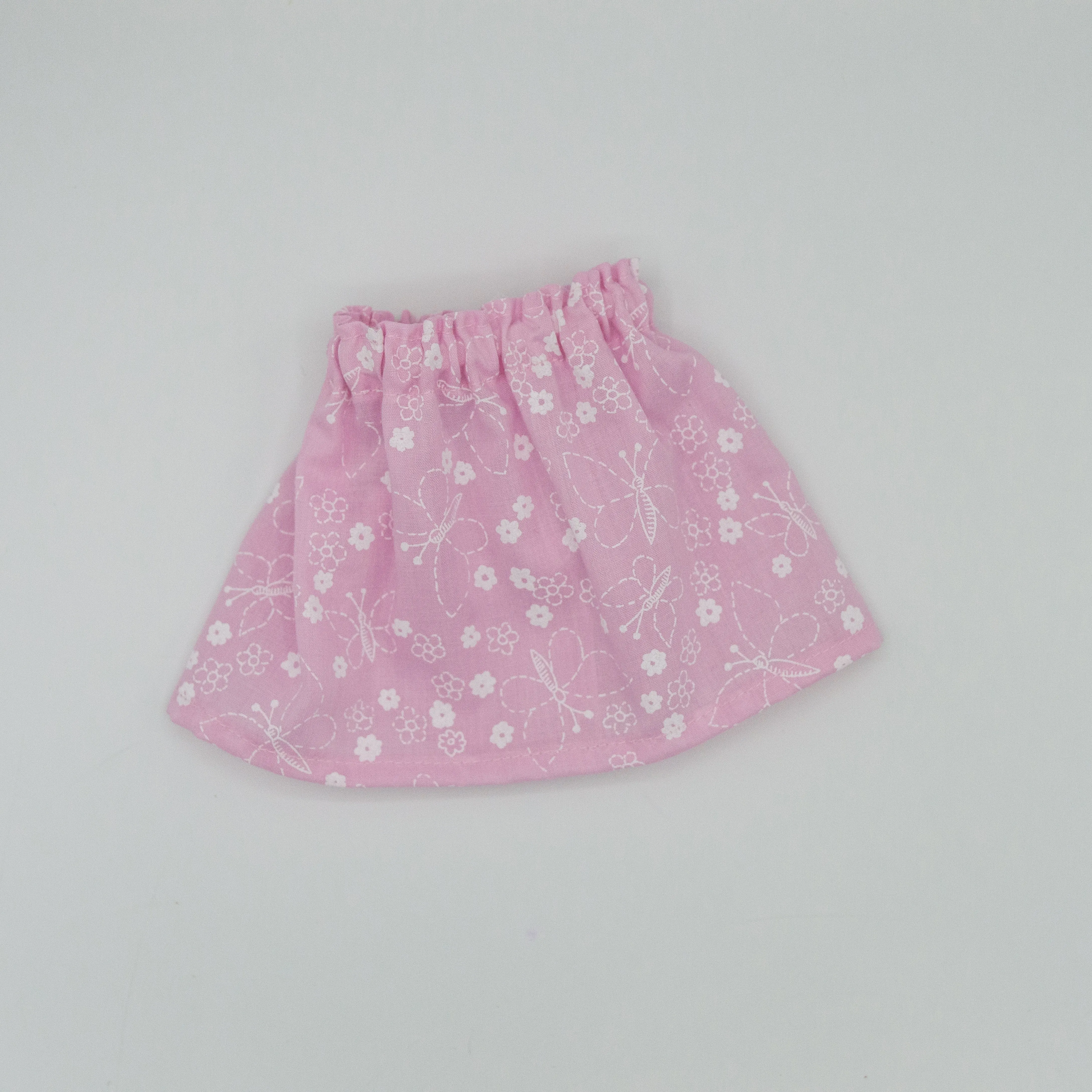 Pink white floral butterfly Doll Skirt - RTS