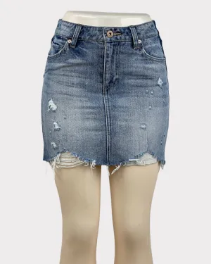 Pistola Light-Wash Blue Distressed Denim Mini Skirt (W26)