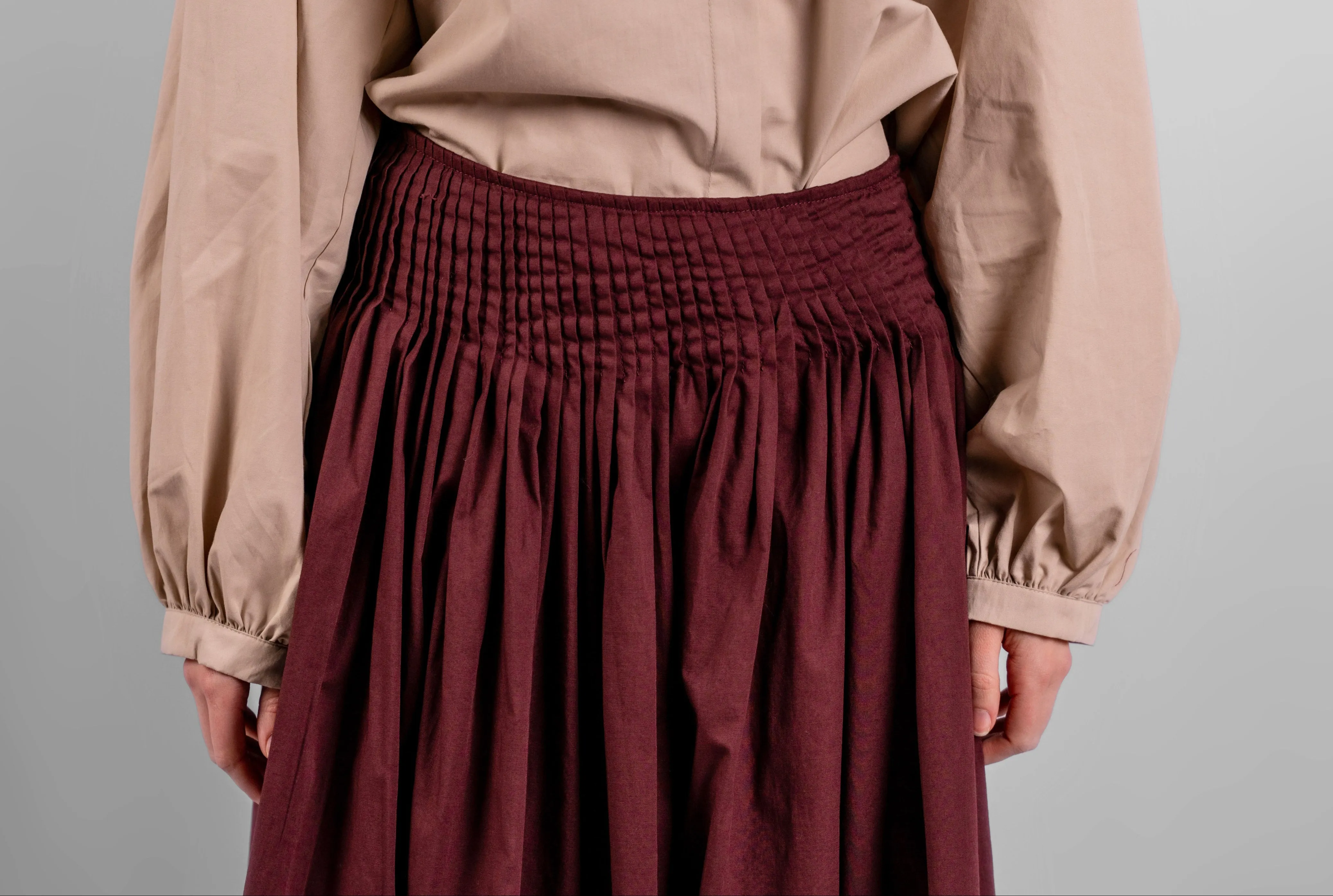 Pleated Maxi Skirt - Burgundy