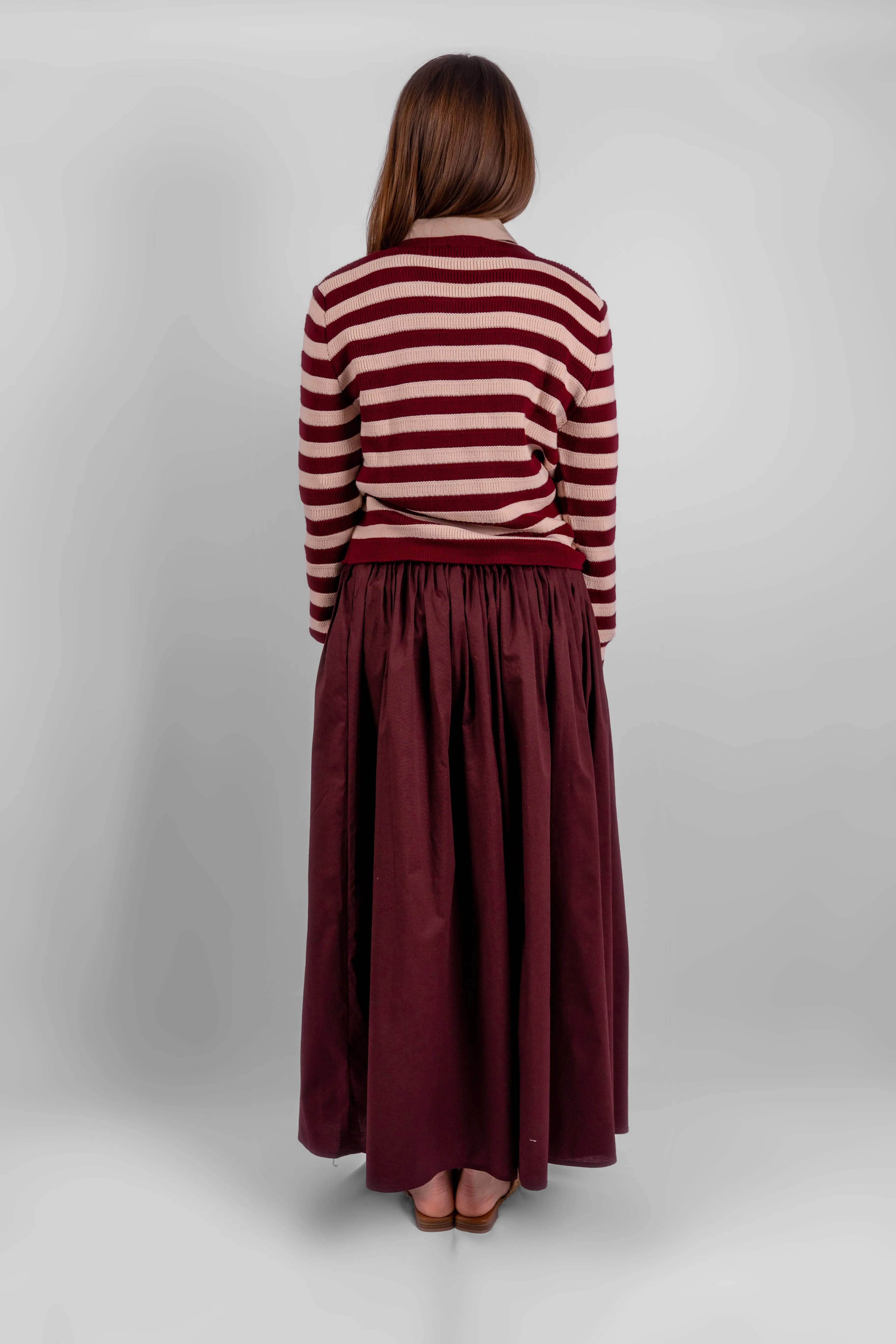 Pleated Maxi Skirt - Burgundy