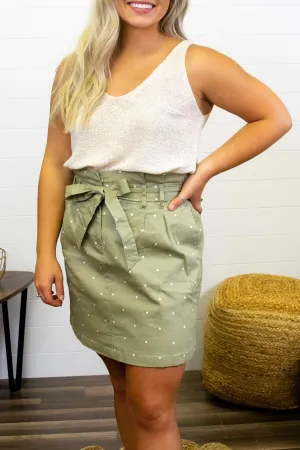 Polka Dot Mini Skirt- Olive