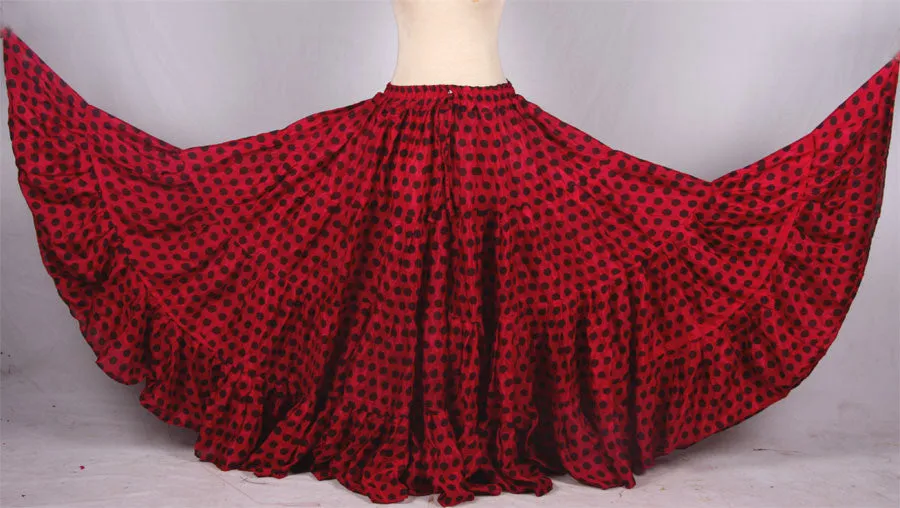 Polka Dot Skirt Block Print Red/Black WLS