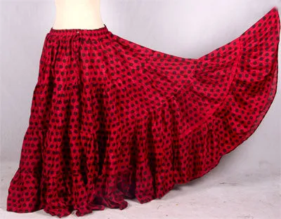 Polka Dot Skirt Block Print Red/Black WLS