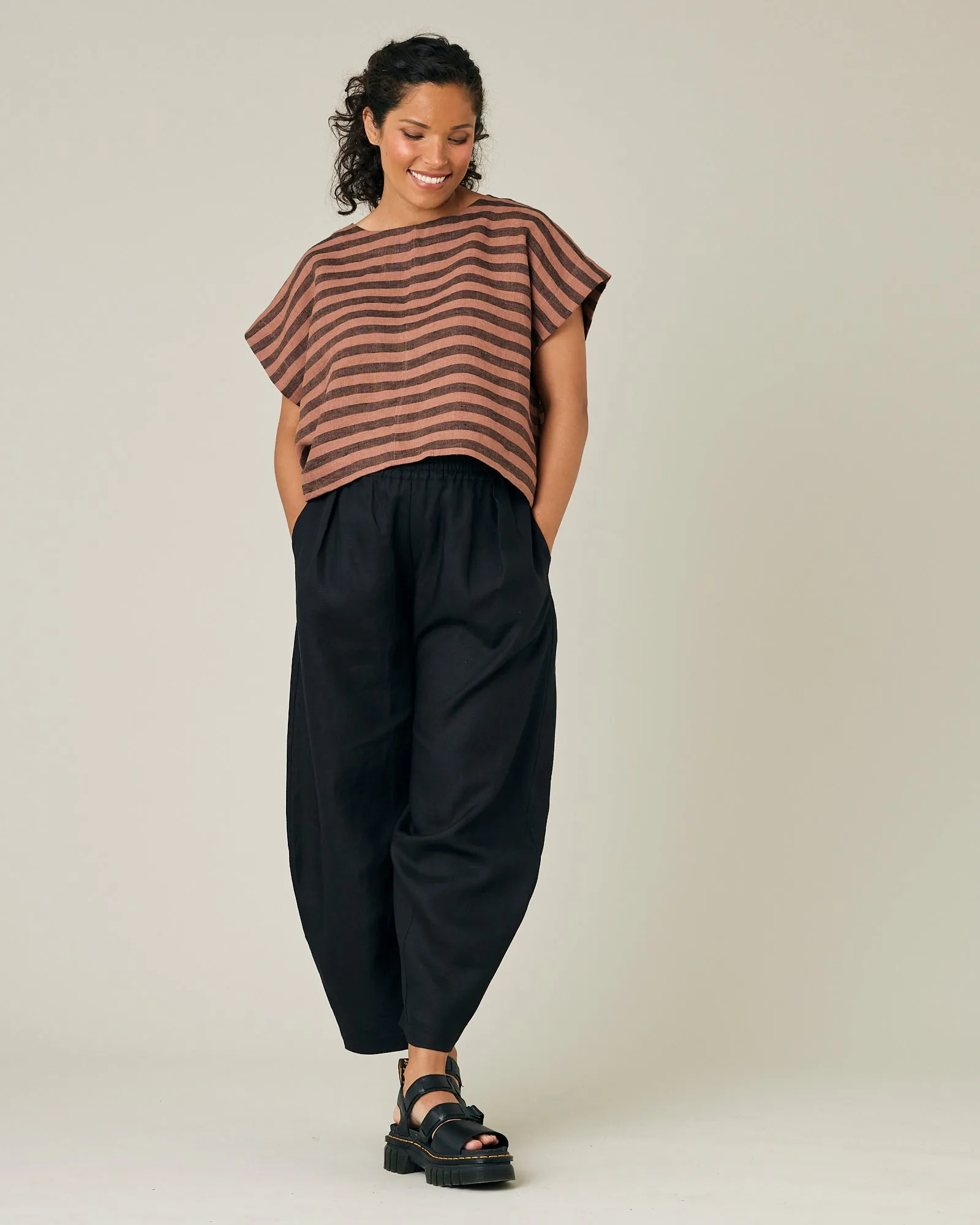 Polly Biscuit Stripe Linen Top