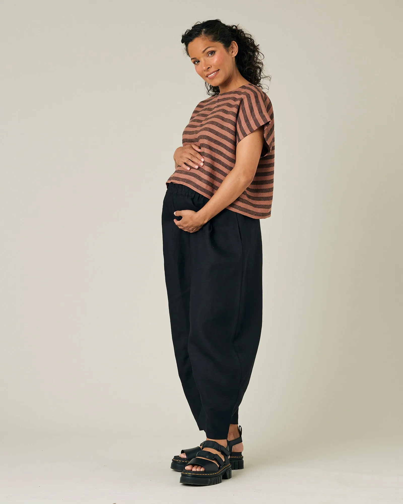 Polly Biscuit Stripe Linen Top