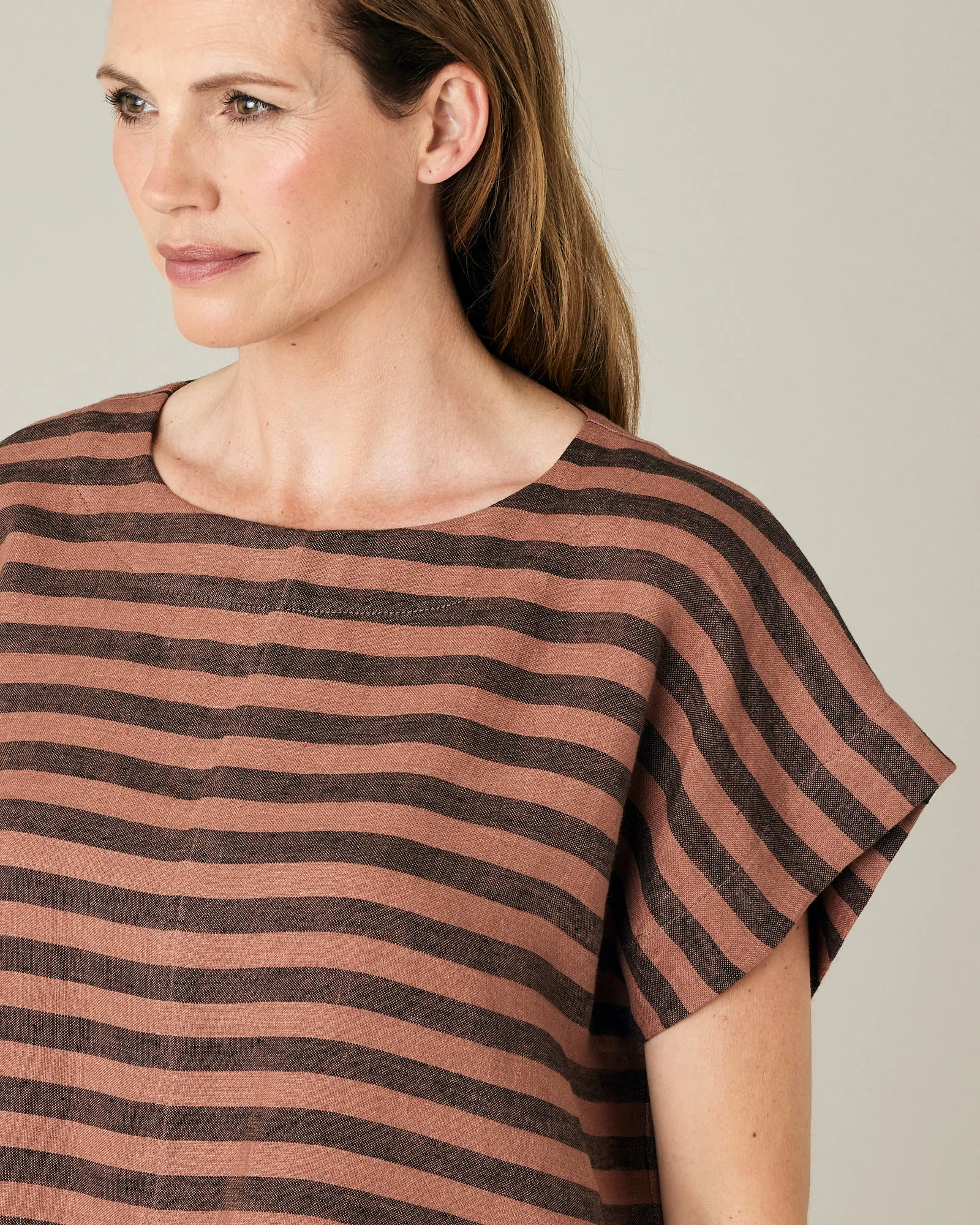 Polly Biscuit Stripe Linen Top