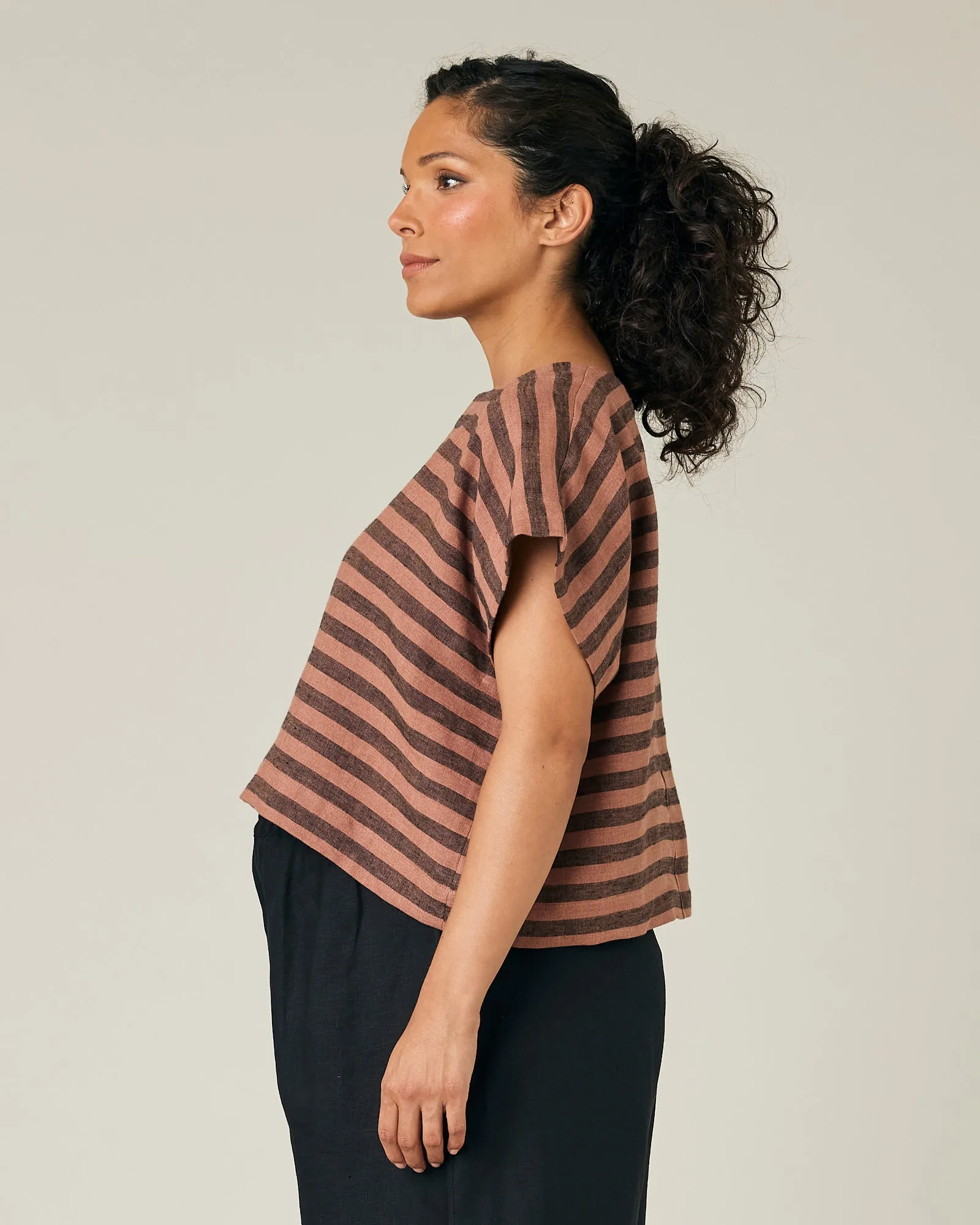 Polly Biscuit Stripe Linen Top