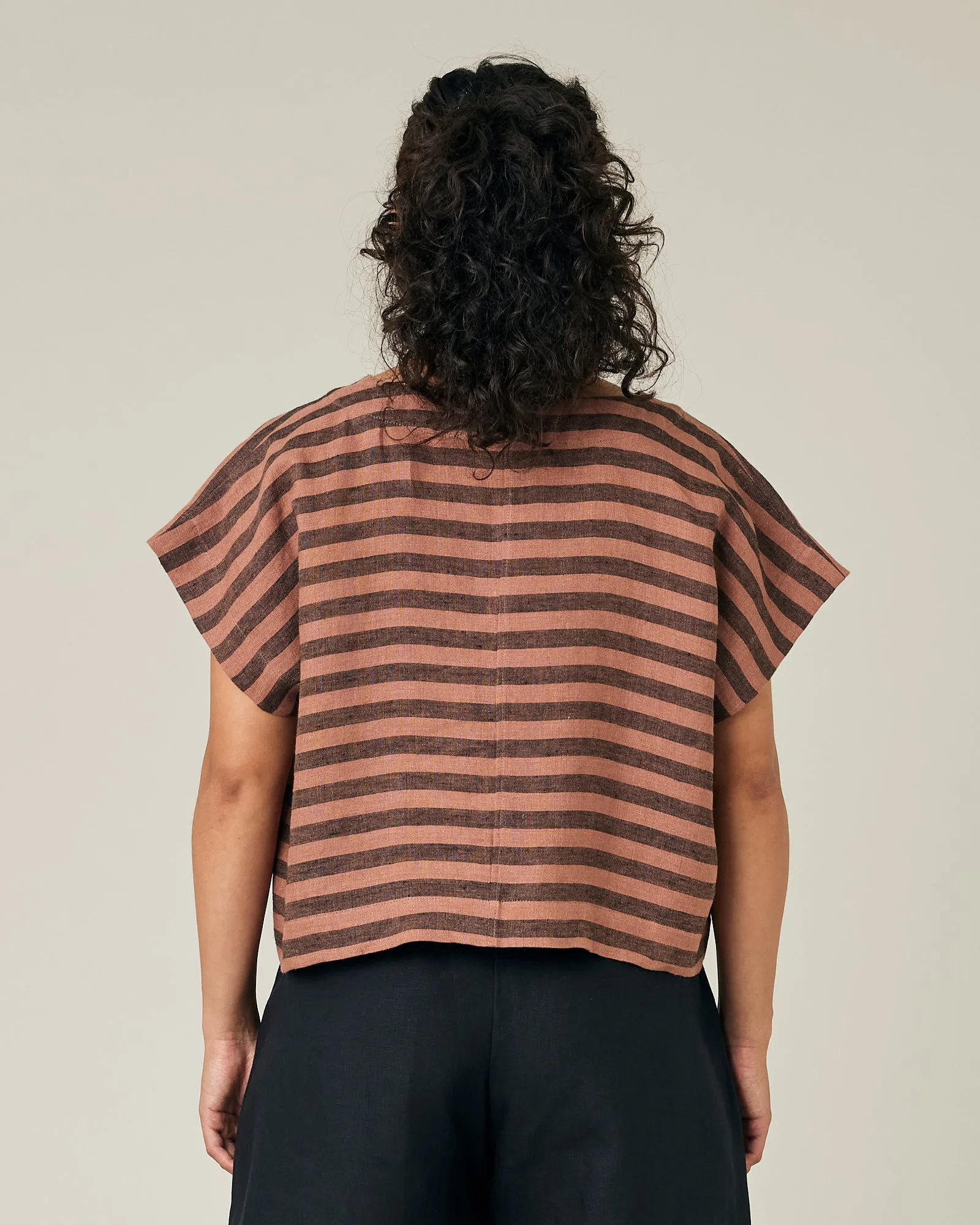 Polly Biscuit Stripe Linen Top
