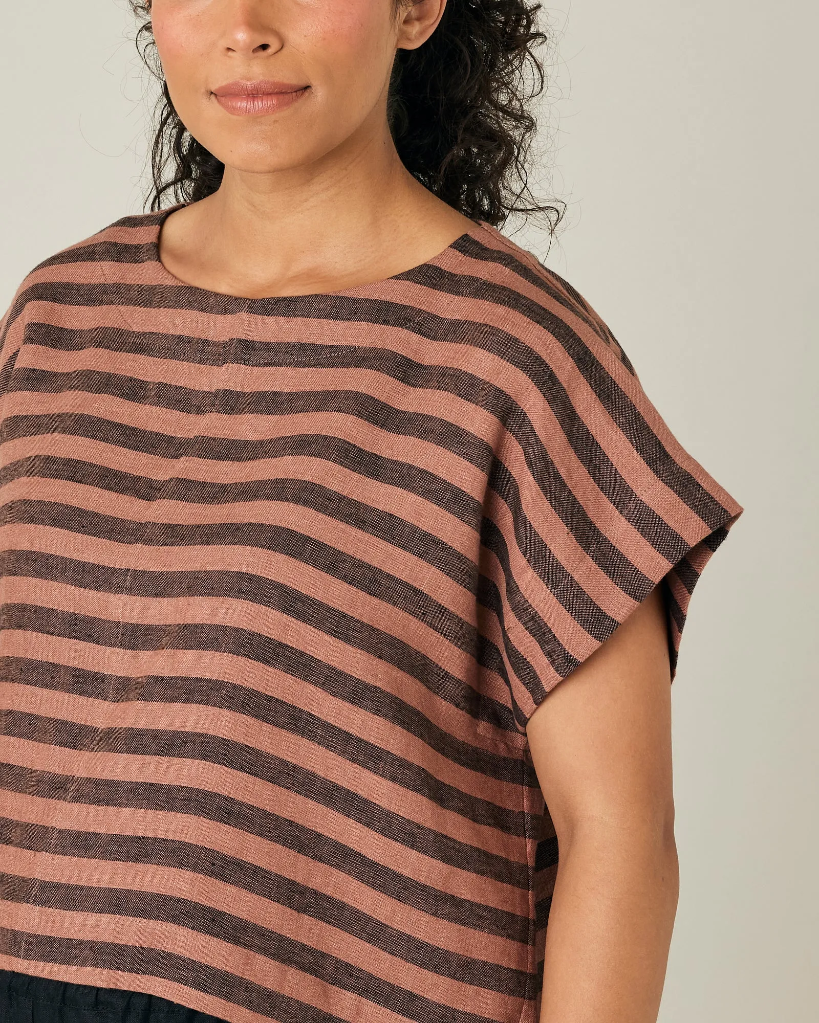 Polly Biscuit Stripe Linen Top