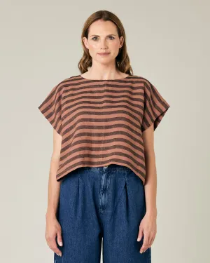 Polly Biscuit Stripe Linen Top