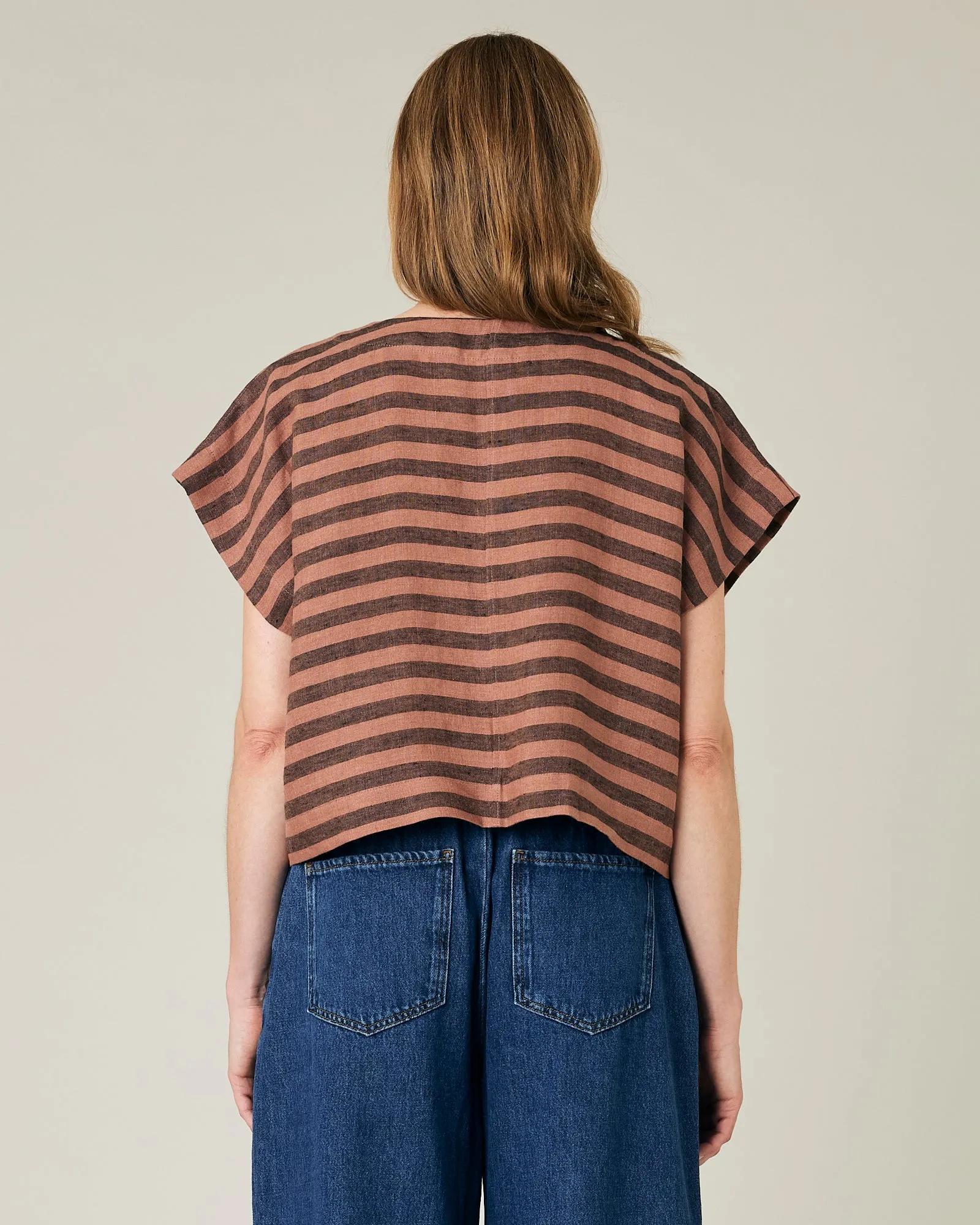 Polly Biscuit Stripe Linen Top