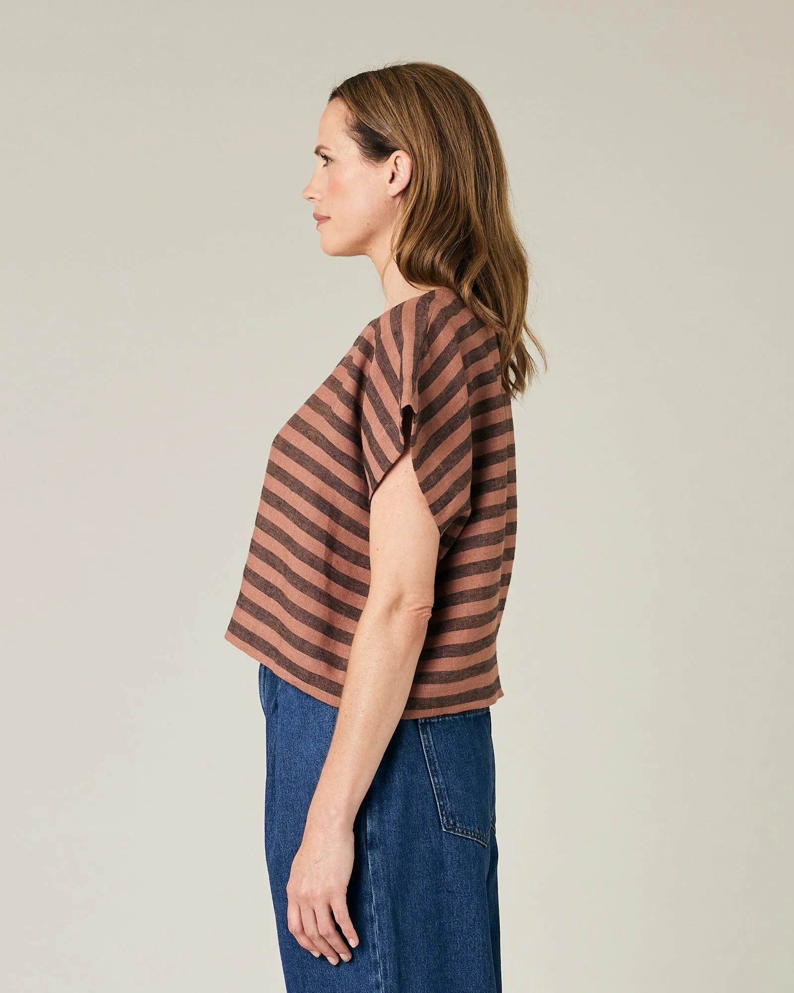 Polly Biscuit Stripe Linen Top