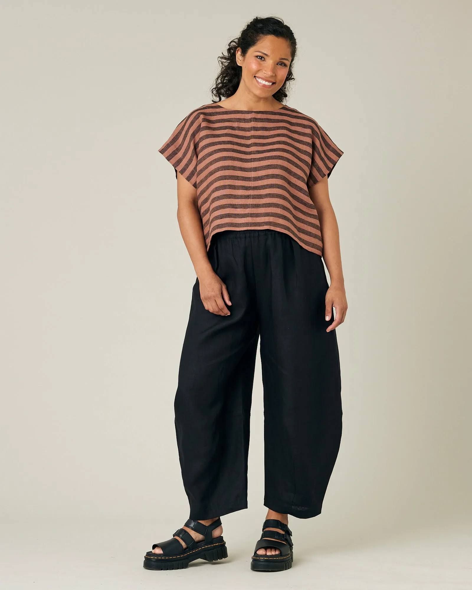 Polly Biscuit Stripe Linen Top