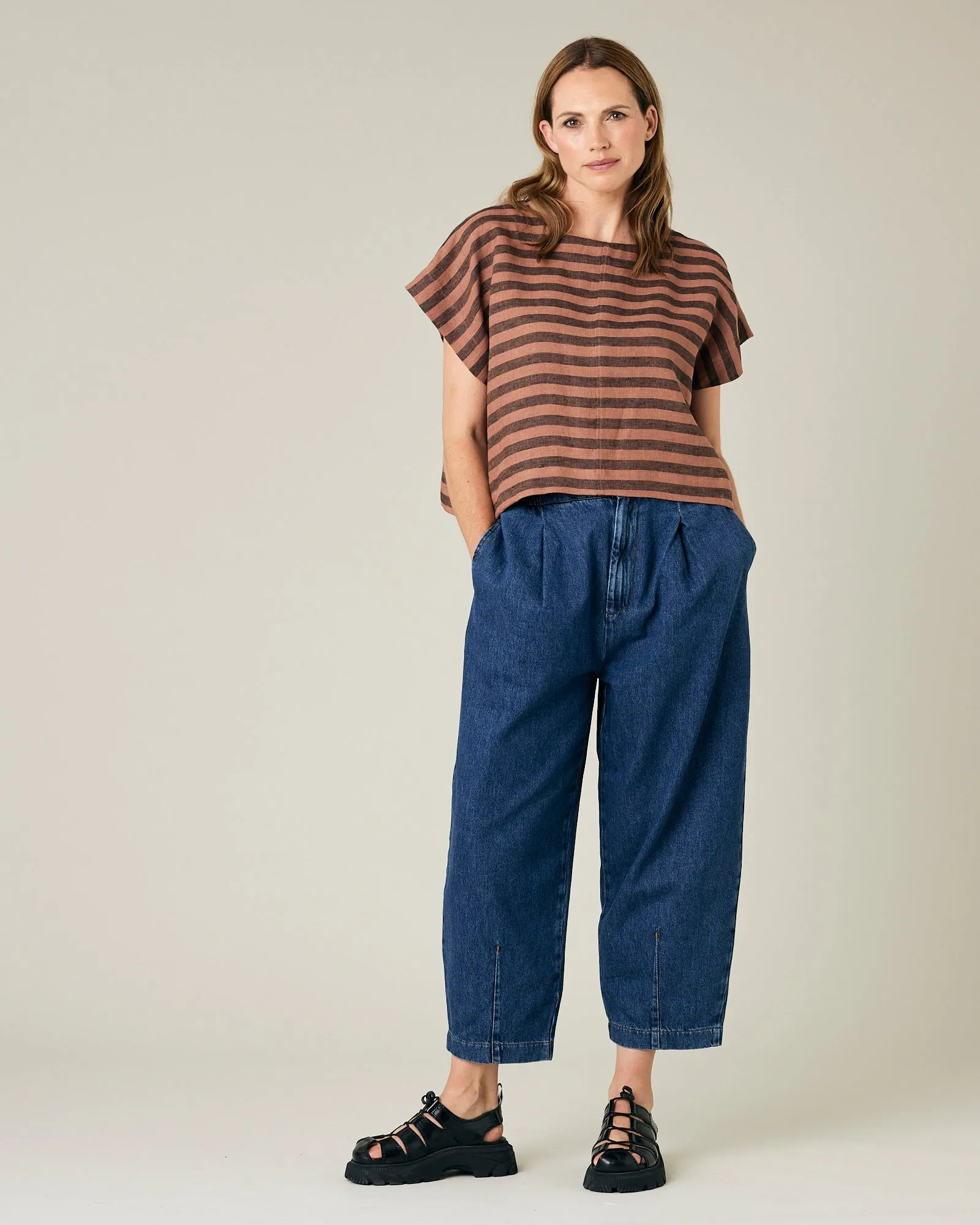 Polly Biscuit Stripe Linen Top