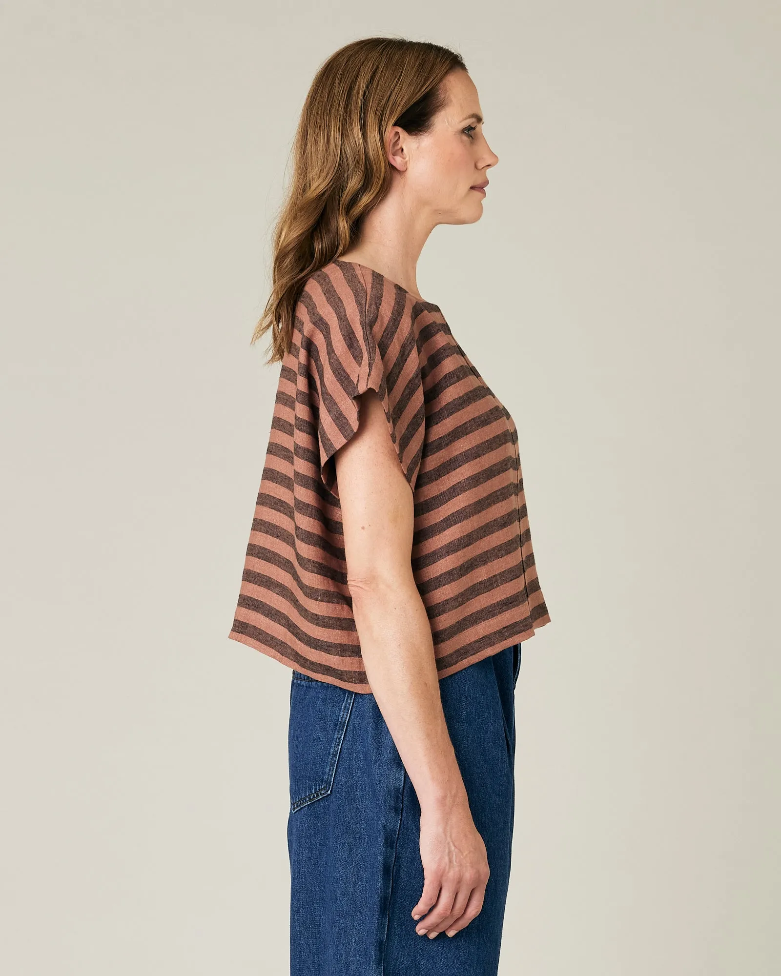 Polly Biscuit Stripe Linen Top