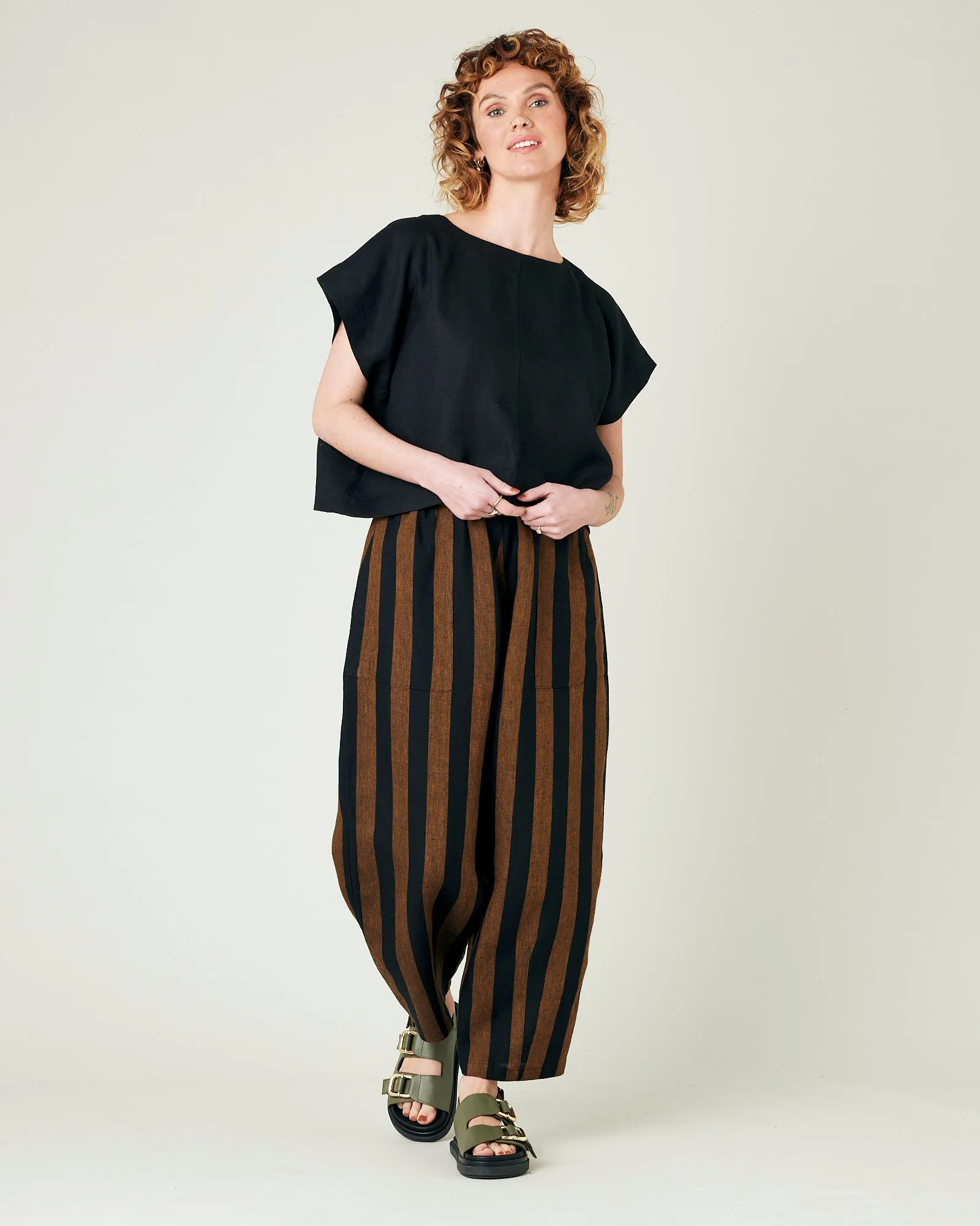 Polly Black Linen Top